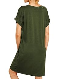 MIHOLL Vestidos de camiseta de verano Vestido de manga corta con cuello en V informal con bolsillos