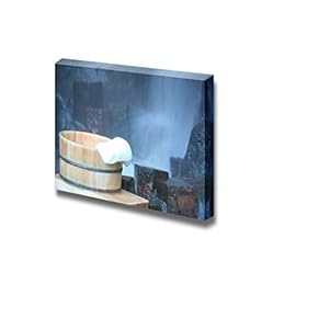 Natural Sauna with Towel and Flowing Water Wall Decor