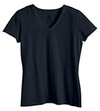 Fruit of the Loom Ladies' Heavy Cotton HD V-Neck T-Shirt, Black, Large