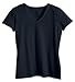 Fruit of the Loom Ladies' Heavy Cotton HD V-Neck T-Shirt, Black, Large