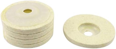 Lembem - 5 Pcs Off White Wool Felt Polishing Disc Wheel Pad 100mm x 10mm x 16mm
