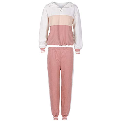 Winsummer Womens 2 Piece Outfits Tracksuits Pullover Hoodie Sweatshirt Top Sweatpants Sport Jogger Sweatsuit Activewear Pink