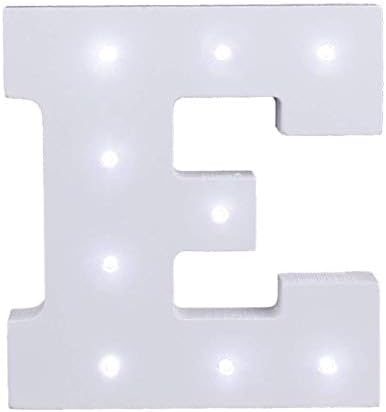 Decorative Light Up Letters,KINGCOO Battery Operated Wooden Alphabet Letter Signs Lights,Party Wedding Decorations--White (E)