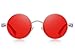 MERRY'S Gothic Steampunk Sunglasses for Women Men Round Lens Metal Frame S567 (Silver&Red, 46)