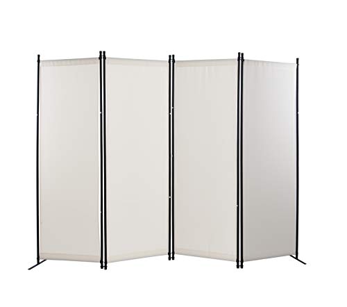 4 Panel Room Divider Privacy Screens Home Office Accents Folding Steel Frame White (White)