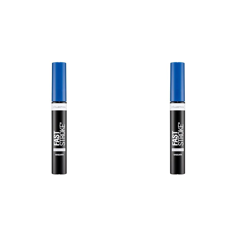 Collection Cosmetics Fast Stroke Defining Lash Mascara, Volumising and Curling, 9ml, Blue (Pack of 2)