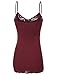 RT1004 Ladies Adjustable Spaghetti Strap Lace Trim Long Tunic Cami Tank Top Burgundy S
