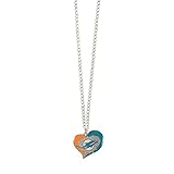 NFL Swirl Heart Necklace-Miami Dolphins
