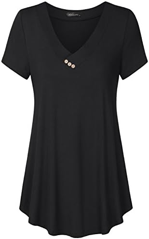 Women's Summer Short Sleeve V Neck Flowy Tunic Top