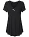Vinmatto Women's Short Sleeve V Neck Flowy Tunic Top(M,Solid Black)