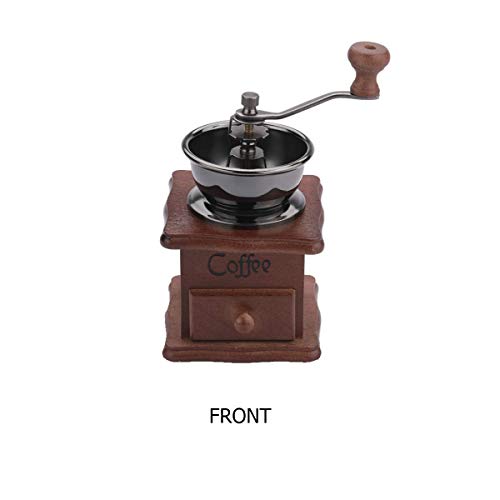 Gleamgo Manuelle Kaffeemühle aus Holz im Vintage-Look mit Handkurbel und verstellbarer Zahneinstellung, tragbare… – Bild 4