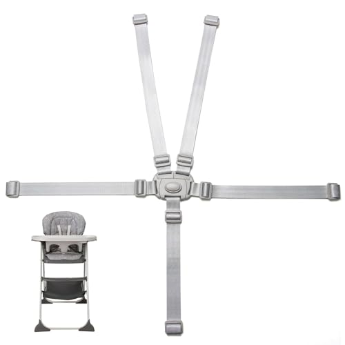 5 Point Baby Kid Children Safety Strap Belt, Adjustable Universal Replacement High Chair Straps Harness Straps, Sturdy and Comfort Material for Pushchair, Stroller, Easy to Use Gray