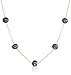 Amazon Collection 14k Yellow Gold Enhanced Black Freshwater Cultured Pearl Station Necklace (7-7.5mm)