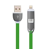 Generic 2 in 1 USB Charging Cable DATA SYNC Cable for ISO and Android : 3.3 Feet / 8 colors (Green)
