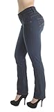 FCH138BT – Colombian Design, Butt Lift, Levanta Cola, High Waist, Boot Leg Jeans in Navy Size 7