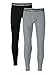 David Archy Men’s 2 Pack Winter Warm Stretchy Cotton Fleece Lined Base Layer Pants Thermal Bottoms Long Johns with Flythumb 2