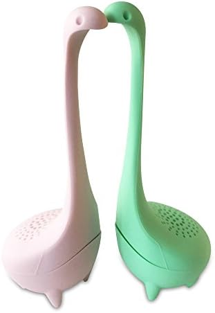 Tea Infuser Gift Set for Loose Leaf Herbal Tea, Cute Nessie Silicone Tea Strainer Couple for a Mug or Cup, Tea Steeper Gift Idea for Couples Gifts in a Set of 2, mintgreen and pink