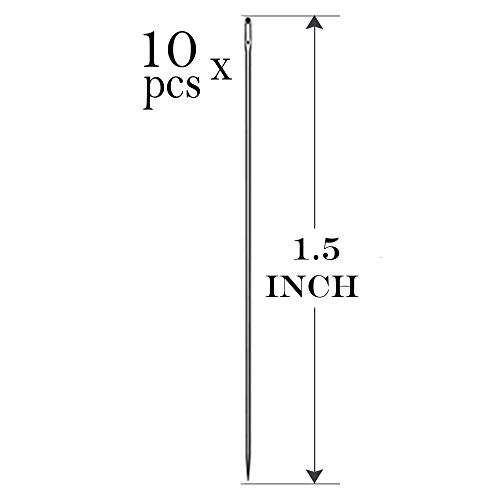 Hand Sewing Needles (10 Pieces) - 1.5 inches (37mm) Size in Storage Tube with Measurement Tape in One Set