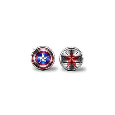 Puces D'oreilles Captain America Marvel - Acier Inoxydable, Neuves Sans Emballage