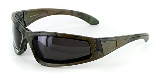 "Camo Spex" Polarized Camouflage Sports Goggles for Active Men and Women (Dark Green w/ Smoke)