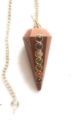 7 Chakra Red Jasper Facet Pendulum Healing Dowsing Meditation Balancing Gift