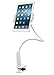 Aduro Solid-Grip iPad Stand Holder 360 Adjustable Universal Gooseneck Lazy Tablet Stand for Desk – Swivel Durable Rubberized Video Mount for Recording Holder (White)