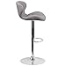 Flash Furniture Denville 2 Pack Contemporary Gray Fabric Adjustable Height Barstool with Curved Back and Chrome Base