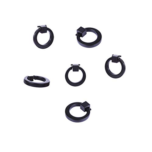 RuiyiF 12 Pack Cabinet Ring Knobs and Pulls, Single Hole Hardware Handle Black Ring Handle for Dresser Drawer Cupboard - Thumbnail 5