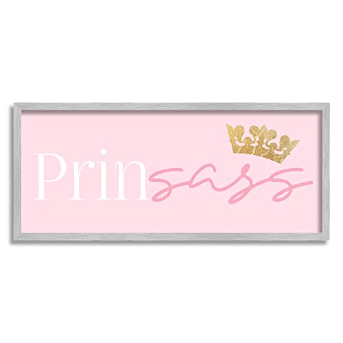 Stupell Industries Princess Sassy Girl Princess Pun Royal Crown Pink