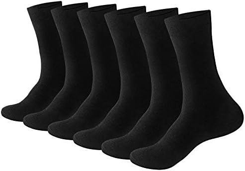 Cotton Mens Business Socks Breathable Athletic Dress Calf Sports Socks for Men Women Ladies Multipacks Size 6-11, 6 Pairs Black
