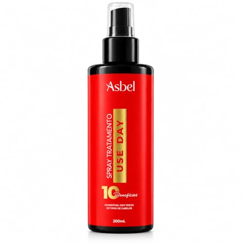 Spray Tratamento Capilar Asbel Uso Day 10 Benefícios 200ml – Protetor Térmico, Brilho e Selamento de Cutículas – Com Óleo de Coco e Vinagre de Maçã