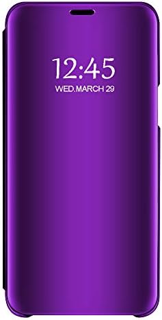 Pacyer Case Compatible with OnePlus 7 Pro, Mirror Cover Electroplate Clear S-View Flip Leather Cover with Kickstand Shell Case Compatible OnePlus 7 (Purple, OnePlus 7 Pro)