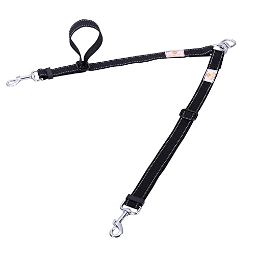 Dog Leash,Double Dog Leash Coupler Tangle Free Bungee Dog Leash