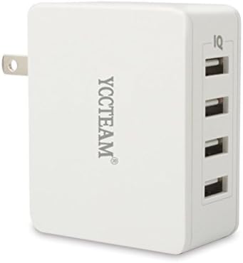 YCCTEAM 25W 4-Port USB Wall Home Travel Charger Power Adapter, Multi-Port USB Charger SmartID &amp; with Foldable Plug for iPhone 6s / 6 / 6 Plus, iPad Air 2, Samsung, HTC and More ( Foldable Plug)