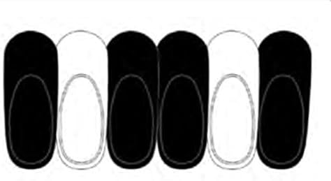 Pack of 6 Casual Low Cut No Show Unisex Socks - Cute Design Non Slip Dri Fit Casual Ankle Crew Socks - Black White / 10-13