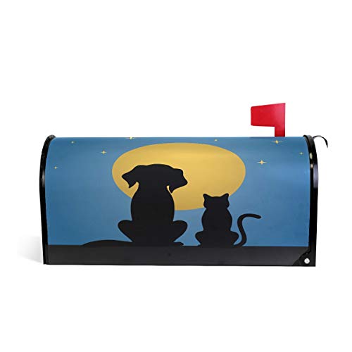 CUTEXL Magnetic Mailbox Covers Animal Cat Dog Moon Mailbox Letter Post Box Cover Wrap Garden Yard Home Decor Standard Size 20.7"x18.03" - Thumbnail 5