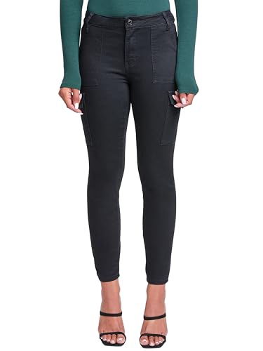 YMI Jeans Women's High Rise Skinny Cargo Jeans, Black, 07