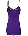 RT1004 Ladies Adjustable Spaghetti Strap Lace Trim Long Tunic Cami Tank Top D.Purple M