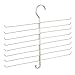 mDesign Metal Closet Rod Hanging Accessory Storage Organizer Rack for Scarves, Ties, Yoga Pants, Leggings, Tank Tops - Snag Free, Geometric Design, 16 Arms/1 Hook - Spira Collection - Pearl White