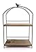 KeKaBox 2 Tier Farmhouse Style Country Rustic Wood and Metal Desktop Shelves (Rectangle Large)
