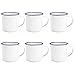 Rink Drink White Enamel Tea/Coffee Mugs - 350ml - Blue Trim - Pack of 6