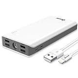 Power Bank 30000mAh, BONAI (Huge Capacity)(Flashlight)(Outdoor) 5.6A Output External Battery Pack, Polymer Fast Portable Charger Compatible iPhone Xs Max iPad Tablet Samsung Android with Cable-White