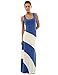 PattyBoutik Women's Racerback Striped Maxi Dress (Blue and Ivory White M)