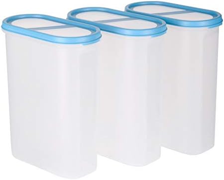 SIMPARTE 360° AirTight Kitchen Storage Container Set for Rice|Dal|Atta|Flour|Cereals|Pulses|Snacks, Stackable|BPA Free|Modular Design|Set of 3 (2400 ml), Sky Blue
