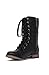 Breckelle Georgia Vegan Leather Lace Up Round Toe Womens Motorcycle Boots