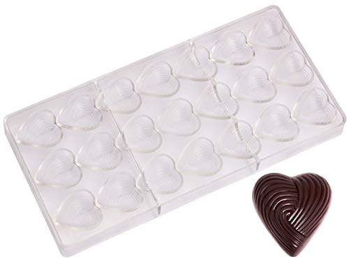 Polycarbonate Chocolate Mold by NuEmporia for Pralines, Truffles, Sweets, Candies, Bonbons: Grooved Heart Shape. Food Safe, BPA-Free Polycarbonate Plastic - Thumbnail 6