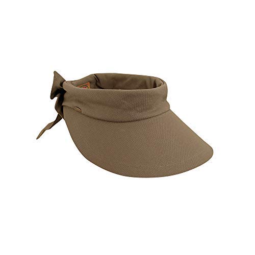 Scala Women's Deluxe Big Brim Cotton Visor with Bow, Olive, One Size