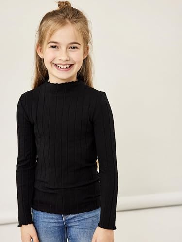 Nkfnoline LS Slim Top Noos Camiseta de Manga Larga, Black, 134/140 para Niñas