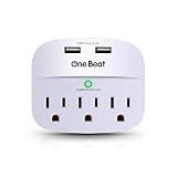3-Outlet Surge Protector, Multi Plug Outlet Extender Power Strip with 2 USB Charging Ports 2.4 A, 490 Joules, ETL Certified-White for Home, School, Office