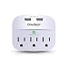 3-Outlet Surge Protector, Multi Plug Outlet Extender Power Strip with 2 USB Charging Ports 2.4 A, 490 Joules, ETL Certified-White for Home, School, Office primary